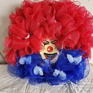 Pennywise the Clown Halloween mesh wreath